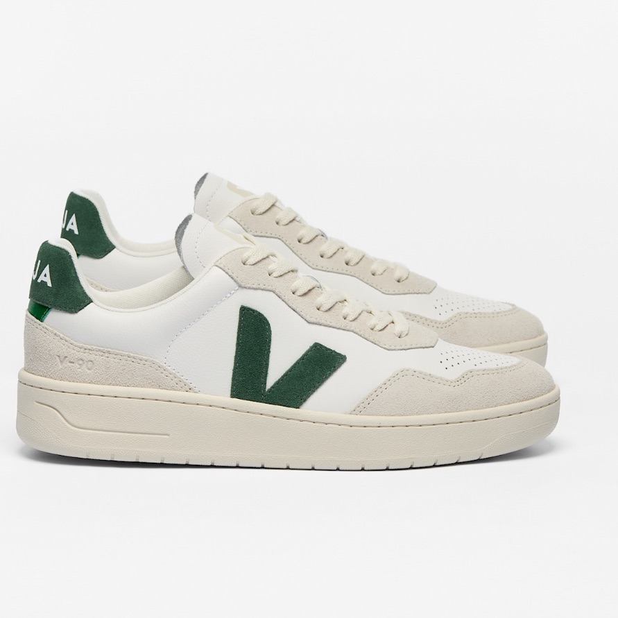 Veja White And Dark Green Sneakers
